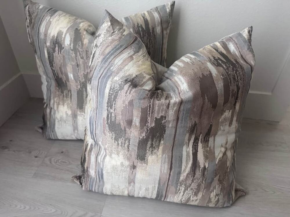 Z Gallerie Set of 2 Metallic Neutral 26” x 26” Duck FeatherThrow Sham Pillows